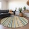 Homeroots 8' Beige Gold And Sage Round Striped Washable Indoor Outdoor Area Rug 614955 - alternate 6