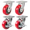 Hyw Products Heavy Duty Caster Set 5in Polyurethane on Plastic Wheels, 2 Swivel & 2 Swivel with Brake, 4PK 40-50S-A1-PU-2,40-50S-A1-PU-TB-2 - alternate 1