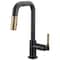 Brizo Litze Pull-Down Prep Faucet with Square Spout, Knurled Handle Matte Black/Luxe Gold 63953LF-BLGL - alternate 1
