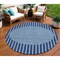 Homeroots 8' Navy Blue And Gray Round Striped Washable Indoor Outdoor Area Rug 597183 - alternate 1