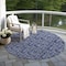 Homeroots 8' Navy Blue Denim Blue And Ivory Round Floral Washable Indoor Outdoor Area Rug 581908 - alternate 8
