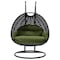 Leisuremod Mendoza Charcoal Wicker Hanging 2 person Egg Swing Chair with Dark Green Cushions MSCCH-53DG - alternate 8
