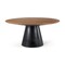 Homeroots 63" Brown and Black Solid Wood and Metal Pedestal Base Round Top Dining Table 597661 - alternate 1