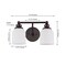 Jonathan Y Lydia 14" 2-Light Farmhouse Cottage Metal LED Vanity Light w/ Frosted Glass Shades, Oil Rubbed Bronze JYL7550C - alternate 9