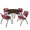 Regency Round Kee Breakroom Table W/ 4 M Stack Chairs, 42 in W, 42 in L, Neo Walnut TB42RNDNWBPCM47BY - alternate 1
