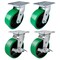 Hyw Products Heavy Duty Caster Set 6in Green Polyurethane on Cast Iron Wheels, 2 Swivel & 2 Swivel w/ Brake, 4PK 40-60S-A1-PC-2,40-60S-A1-PC-TB-2 (G) - alternate 1