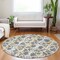 Homeroots 8' Gray And Ivory Round Abstract Washable Indoor Outdoor Area Rug 614163 - alternate 6