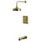Kingston Brass Single-Handle Pressure Balanced Tub and Shower Faucet, Antique Brass KB6343AX - alternate 1