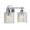 Jonathan Y Spaulding Vintage 13" 2-Light Iron/Chevron Pattern Glass Farmhouse Cottage LED Vanity Light, Chrome JYL3549A - alternate 14