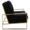 Leisuremod Jefferson Contemporary Velvet Loveseat with Gold Frame, Black JAG53BL - alternate 6
