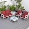 Leisuremod Walbrooke Modern White Patio Conversation With Square Fire Pit & Tank Holder, Red WW-27-20-57-31-R - alternate 8