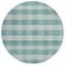 Homeroots 8' Teal Blue And Ivory Round Plaid Washable Indoor Outdoor Area Rug 595513 - alternate 8