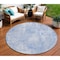 Homeroots 8' Sky Blue Denim Blue And Ivory Round Abstract Washable Indoor Outdoor Area Rug 583174 - alternate 1