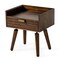Homeroots Classic Dark Walnut Acacia Wood Nightstand with Single Drawer 473026 - alternate 5