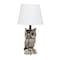 Homeroots 20" Brown And White Geometric Table Lamp With White Drum Shade 643467 - alternate 3