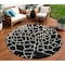 Homeroots 8' Black And Beige Round Abstract Washable Indoor Outdoor Area Rug 601106 - alternate 1