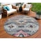 Homeroots 8' Gray Charcoal And Silver Round Southwestern Washable Indoor Outdoor Area Rug 588680 - alternate 1