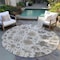 Homeroots 8' Ivory Beige And Taupe Round Oriental Washable Indoor Outdoor Area Rug 582088 - alternate 6