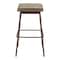 Homeroots Set of Two 31" Taupe and Walnut Faux Leather and Steel Backless Bar Height Bar Chairs, 2PK 565003 - alternate 5