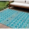 Homeroots 9' X 12' Teal Blue Ivory And Gold Geometric Washable Indoor Outdoor Area Rug 612224 - alternate 1
