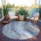 Homeroots 8' Blue Gold And Ivory Round Abstract Washable Indoor Outdoor Area Rug 617427 - alternate 5