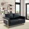 Leisuremod Lincoln Upholstered Leather Loveseat with Gold Frame, Black LA55BL-L - alternate 3