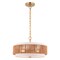 Vaxcel Abbotsford 2-Light Drum Pendant Light, Bright Gold, White Linen & Rattan Shade, 16-In. P0475 - alternate 1