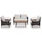 Homeroots Three Piece Outdoor Beige Rattan Sofa Seating Group with Beige Cushions 625698 - alternate 6
