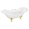 Kingston Brass 61" Cast Iron Oval Double Slipper Clawfoot Tub, 7" Faucet Drillings, White/Polished Brass VCT7DS6130NC2 - alternate 1