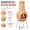 Vintiquewise Outdoor Clay Chiminea Fireplace Sun Design Wood Burning Fire Pit with Metal Stand, Terra Cotta QI004631.TC - alternate 6