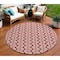 Homeroots 8' Red And Ivory Round Ogee Washable Indoor Outdoor Area Rug 601604 - alternate 1