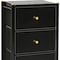 Homeroots 18" Black and Gold Faux Leather and Steel Three Drawer Dresser 523995 - alternate 4