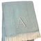Homeroots 55" X 70" Sky Blue White Herringbone Cotton Blend A Initial Throw Blanket with Tassels Embroidery 680586 - alternate 5