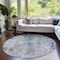 Homeroots 8' Teal Blue Beige And Copper Round Abstract Washable Indoor Outdoor Area Rug 587886 - alternate 5
