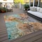 Homeroots 9' X 12' Copper Orange And Teal Blue Abstract Washable Indoor Outdoor Area Rug 581765 - alternate 6