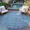 Homeroots 8' Blue Round Oriental Washable Indoor Outdoor Area Rug 607532 - alternate 7