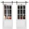 Sartodoors Sturdy Double Barn Door with, Felicia 3599 White Silk with Clear Glass, 13FT Rail Hangers Heavy Se FELICIA3599DB-WS-84 - alternate 1