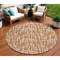 Homeroots 8' Terra Cotta Tan And Ivory Round Abstract Washable Indoor Outdoor Area Rug 602535 - alternate 1