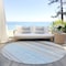 Homeroots 8' Sky Blue Gray And Beige Round Striped Washable Indoor Outdoor Area Rug 614835 - alternate 8