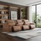 Homeroots 134" Chestnut Italian Leather Reclining Metal USB Sofa 720295 - alternate 7