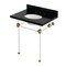 Kingston Brass 30" Black Granite Console Sink with Acrylic Legs, 8-Inch, 3-Hole, Black Granite/Brushed Brass KVPK30KA7 - alternate 1