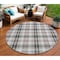 Homeroots 8' Black Ivory And Red Round Plaid Washable Indoor Outdoor Area Rug 597083 - alternate 1