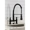 Kingston Brass Double-Handle Deck-Mount Pre-Rinse Bridge Kitchen Faucet, Matte Black GS1270BPL - alternate 5