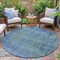 Homeroots 8' Blue And Ivory Round Abstract Washable Indoor Outdoor Area Rug 631091 - alternate 9