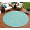 Homeroots 8' Teal Blue And Ivory Round Floral Washable Indoor Outdoor Area Rug 581884 - alternate 1