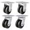Hyw Products Heavy Duty Caster Set 4in V-Groove Wheels, 2 Rigid & 2 Swivel, 4PK 40-40R-A1-VG-2,40-40S-A1-VG-2 - alternate 1