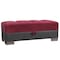 Homeroots 52" Burgundy and Brown Microfiber And Faux Leather Tufted Storage Ottoman 608888 - alternate 5