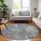 Homeroots 8' Pewter Charcoal And Ivory Round Geometric Washable Indoor Outdoor Area Rug 577573 - alternate 7