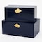 Vintiquewise Set of 2 Decortive Wooden Storage Boxes with Gold Accent for Keys, Jewelry, Makeup, or Extras, Blue QI004862.BK - alternate 1