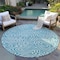 Homeroots 8' Teal Blue And Ivory Round Abstract Washable Indoor Outdoor Area Rug 599018 - alternate 8